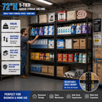 ZEUKMXOO Heavy Duty Garage Shelving Unit - 72In Adjustable Storage Shelves, 5-Tier Shelf Rack organizer for Storage and Organization