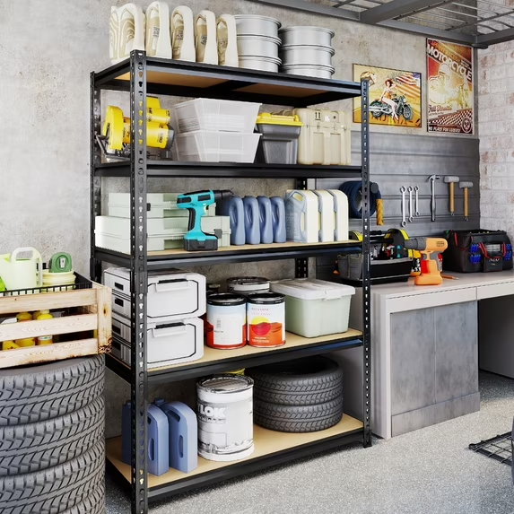 ZEUKMXOO 5 Tier Heavy Duty Shelving Unit , Adjustable Garage Storage Shelves for Organization, 2250LB Capacity Metal Rack for Garage, Closet, Pantry, Warehouse (60" H×28.5" W×11.8" D)