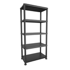 ZEUKMXOO 70″ 5-Tier Plastic Shelving Unit Heavy Duty Shelf , Black Storage Rack Freestanding Garage Storage Shelves for Closet, Pantry, Basement