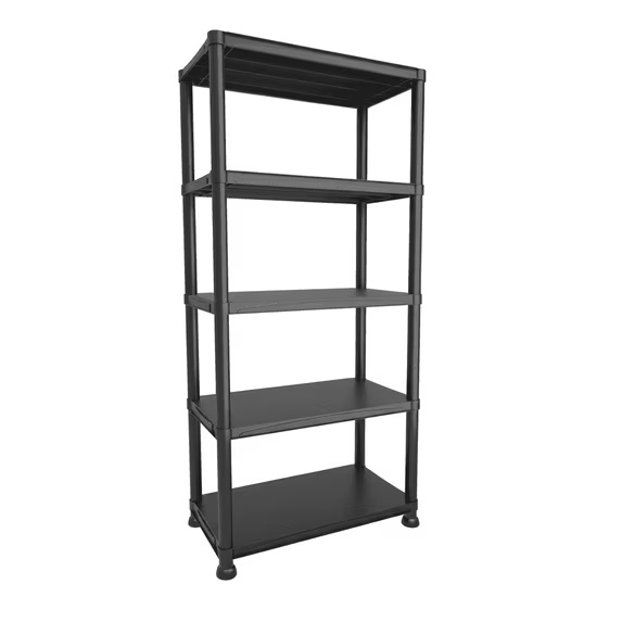 ZEUKMXOO 70″ 5-Tier Plastic Shelving Unit Heavy Duty Shelf , Black Storage Rack Freestanding Garage Storage Shelves for Closet, Pantry, Basement