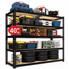 ZEUKMXOO 40"W Garage Shelving Unit, 5 Tier Heavy Duty Black Storage Shelves,Industrial Adjustable Shelves for Basment Warehouse Pantry Closet