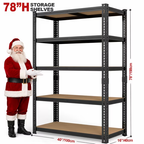 ZEUKMXOO 5-Tier Heavy Duty Metal Shelving Unit, Adjustable Shelf Rack, Freestanding Garage Storage Shelves for Closet, Basement, Kitchen Organization, 78″H x 40″W x 16″D
