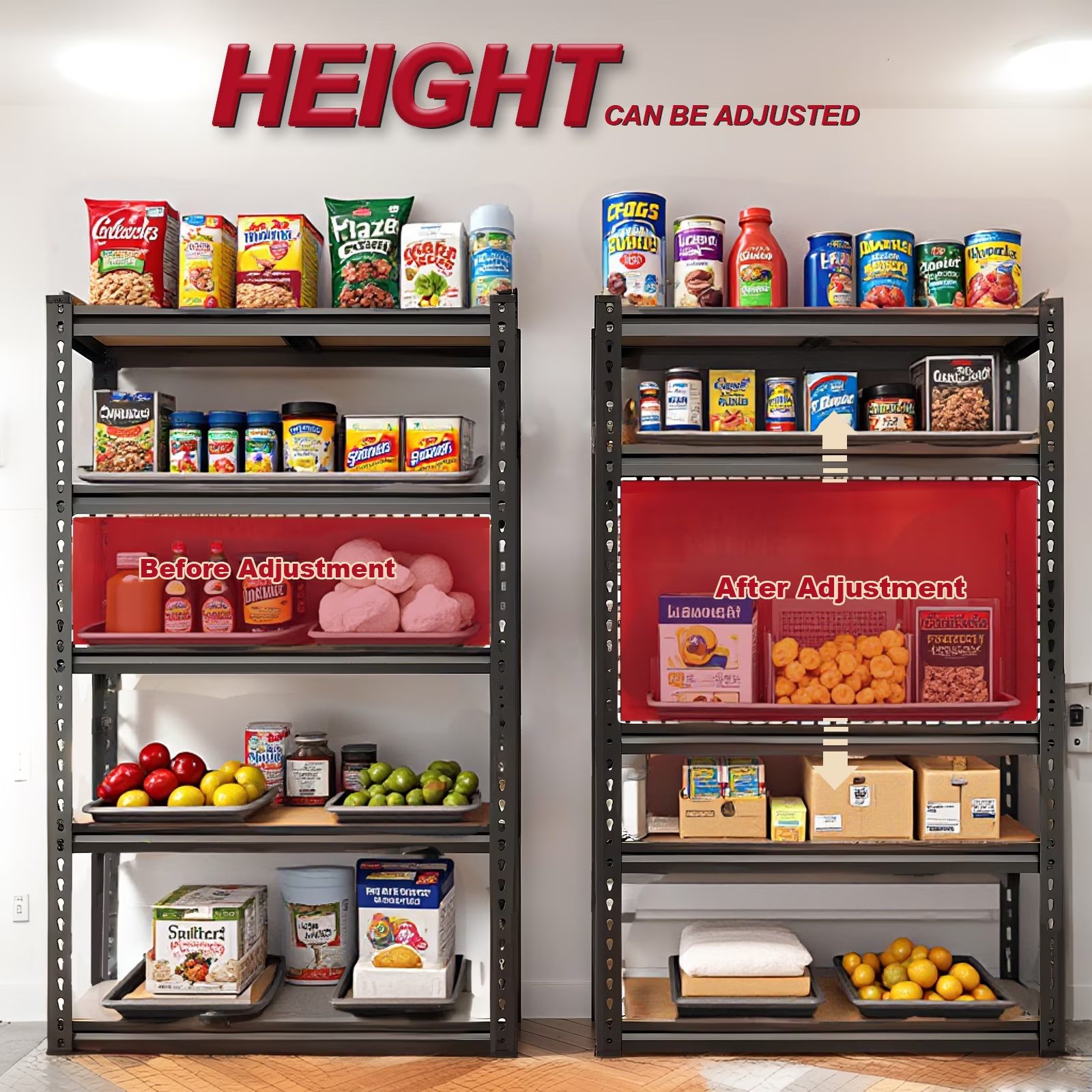 ZEUKMXOO Heavy Duty Garage Shelving Unit - 72In Adjustable Storage Shelves, 5-Tier Shelf Rack organizer for Storage and Organization